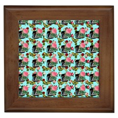 Vintage Can Floral Light Blue Framed Tile