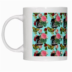 Vintage Can Floral Light Blue White Mugs