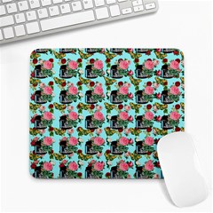 Vintage Can Floral Light Blue Large Mousepads