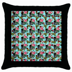 Vintage Can Floral Light Blue Throw Pillow Case (Black)