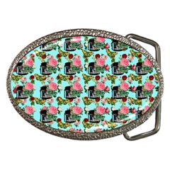 Vintage Can Floral Light Blue Belt Buckles