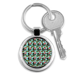 Vintage Can Floral Light Blue Key Chain (Round)