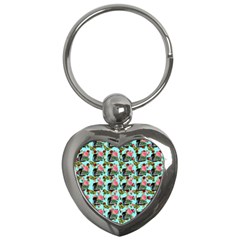 Vintage Can Floral Light Blue Key Chain (heart)