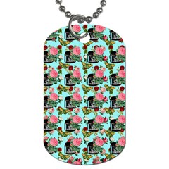 Vintage Can Floral Light Blue Dog Tag (Two Sides)