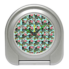 Vintage Can Floral Light Blue Travel Alarm Clock