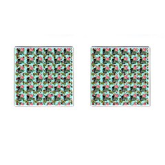 Vintage Can Floral Light Blue Cufflinks (Square)