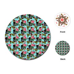 Vintage Can Floral Light Blue Playing Cards Single Design (round) by snowwhitegirl