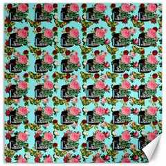 Vintage Can Floral Light Blue Canvas 12  x 12 