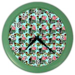 Vintage Can Floral Light Blue Color Wall Clock Front