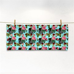 Vintage Can Floral Light Blue Hand Towel