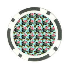 Vintage Can Floral Light Blue Poker Chip Card Guard (10 pack)