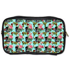 Vintage Can Floral Light Blue Toiletries Bag (two Sides) by snowwhitegirl