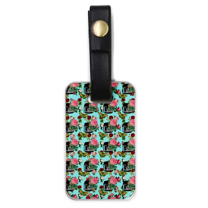 Vintage Can Floral Light Blue Luggage Tag (one side)