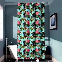 Vintage Can Floral Light Blue Shower Curtain 36  x 72  (Stall) 