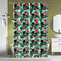 Vintage Can Floral Light Blue Shower Curtain 48  x 72  (Small) 