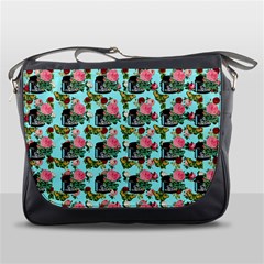 Vintage Can Floral Light Blue Messenger Bag