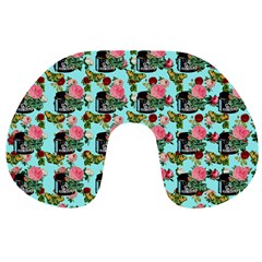 Vintage Can Floral Light Blue Travel Neck Pillow