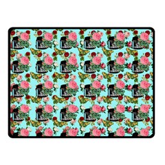 Vintage Can Floral Light Blue Double Sided Fleece Blanket (Small) 