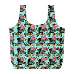 Vintage Can Floral Light Blue Full Print Recycle Bag (L)