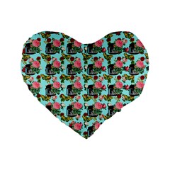 Vintage Can Floral Light Blue Standard 16  Premium Flano Heart Shape Cushions