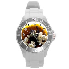 Tulips 1 2 Round Plastic Sport Watch (l) by bestdesignintheworld