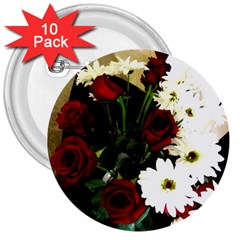 Roses 1 2 3  Buttons (10 Pack)  by bestdesignintheworld