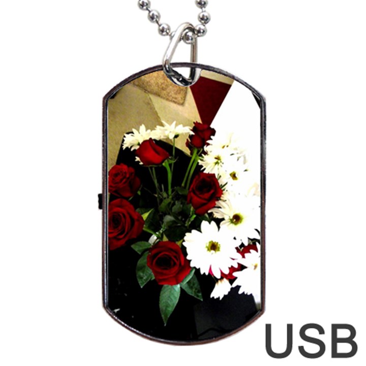 Roses 1 2 Dog Tag USB Flash (One Side)