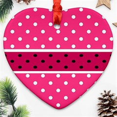 Polka Dots Two Times 2 Black Ornament (heart) by impacteesstreetwearten