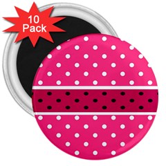 Polka Dots Two Times 2 Black 3  Magnets (10 Pack)  by impacteesstreetwearten