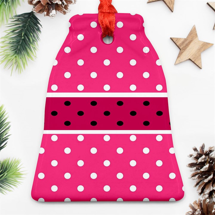 Polka Dots Two Times 2 Black Bell Ornament (Two Sides)