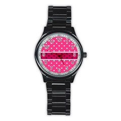 Polka Dots Two Times 2 Black Stainless Steel Round Watch by impacteesstreetwearten