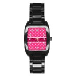 Polka Dots Two Times 2 Black Stainless Steel Barrel Watch Front