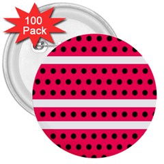 Polka Dots Two Times 3 Black 3  Buttons (100 Pack)  by impacteesstreetwearten