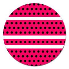 Polka Dots Two Times 3 Black Magnet 5  (round) by impacteesstreetwearten