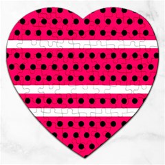 Polka Dots Two Times 3 Black Jigsaw Puzzle (heart) by impacteesstreetwearten