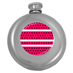 Polka Dots Two Times 3 Black Round Hip Flask (5 Oz) by impacteesstreetwearten