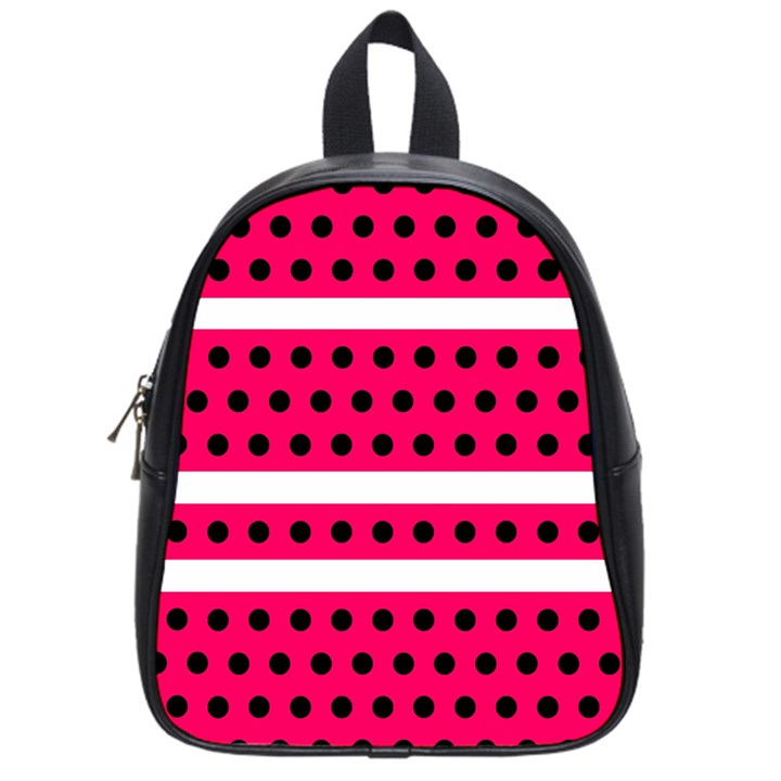 Polka Dots Two Times 3 Black School Bag (Small)