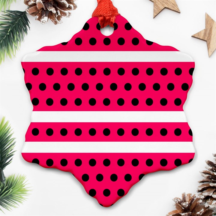 Polka Dots Two Times 3 Black Snowflake Ornament (Two Sides)