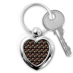 Vintage Hippie Girl Pattern Black Key Chain (Heart) Front