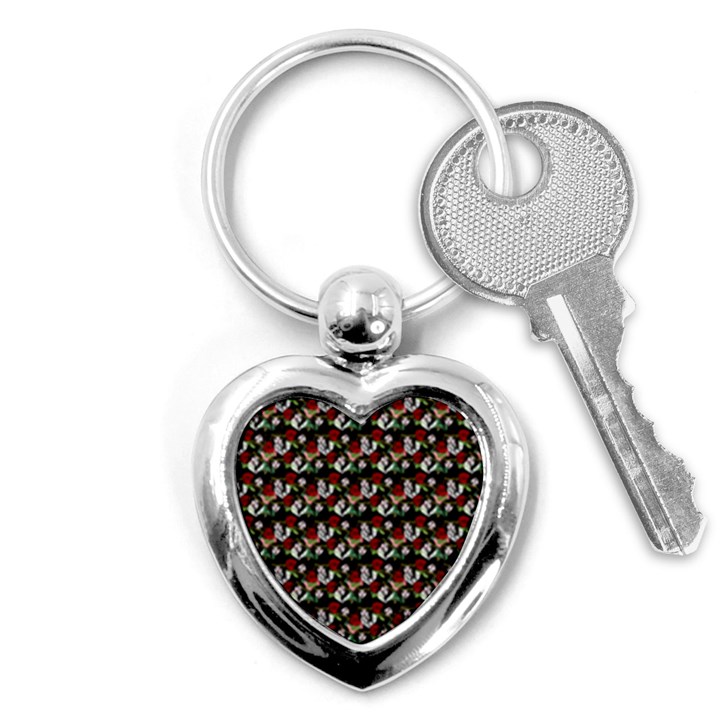 Vintage Hippie Girl Pattern Black Key Chain (Heart)