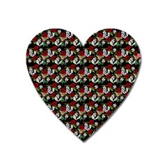 Vintage Hippie Girl Pattern Black Heart Magnet