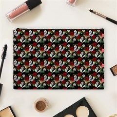 Vintage Hippie Girl Pattern Black Cosmetic Bag (large)