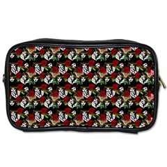 Vintage Hippie Girl Pattern Black Toiletries Bag (two Sides) by snowwhitegirl