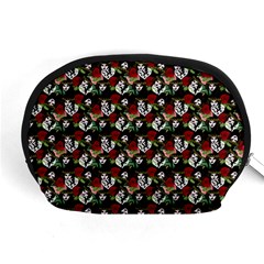 Vintage Hippie Girl Pattern Black Accessory Pouch (medium) by snowwhitegirl