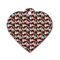 Vintage Hippie Girl Pattern Pnk Dog Tag Heart (two Sides) by snowwhitegirl