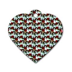 Vintage Hippie Girl Pattern Blue Dog Tag Heart (two Sides) by snowwhitegirl