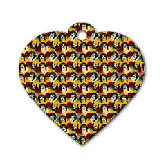 Vintage Hippie Girl Pattern Yellow Dog Tag Heart (one Side) by snowwhitegirl