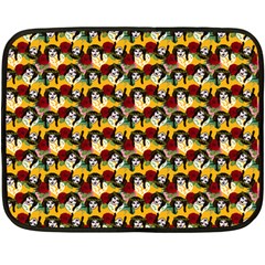 Vintage Hippie Girl Pattern Yellow Fleece Blanket (mini) by snowwhitegirl