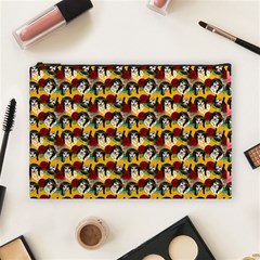 Vintage Hippie Girl Pattern Yellow Cosmetic Bag (large) by snowwhitegirl