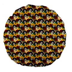 Vintage Hippie Girl Pattern Yellow Large 18  Premium Round Cushions by snowwhitegirl